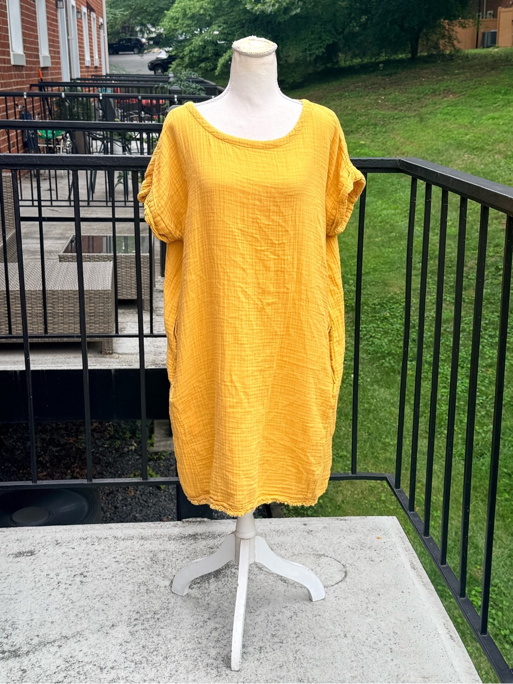 Eileen Fisher 100% Organic Cotton Gauze Shift Dress Size Medium